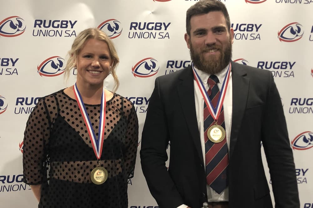 Zahn Anthony, Woodville RUFC & Stewart Nutt, Old Collegians RUFC. Photo: Rose Jackson