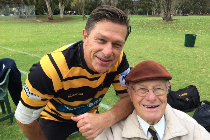 John (left) and Ted (right) Fidock ahead of John's 600th senior game this weekend. Picture: Supplied